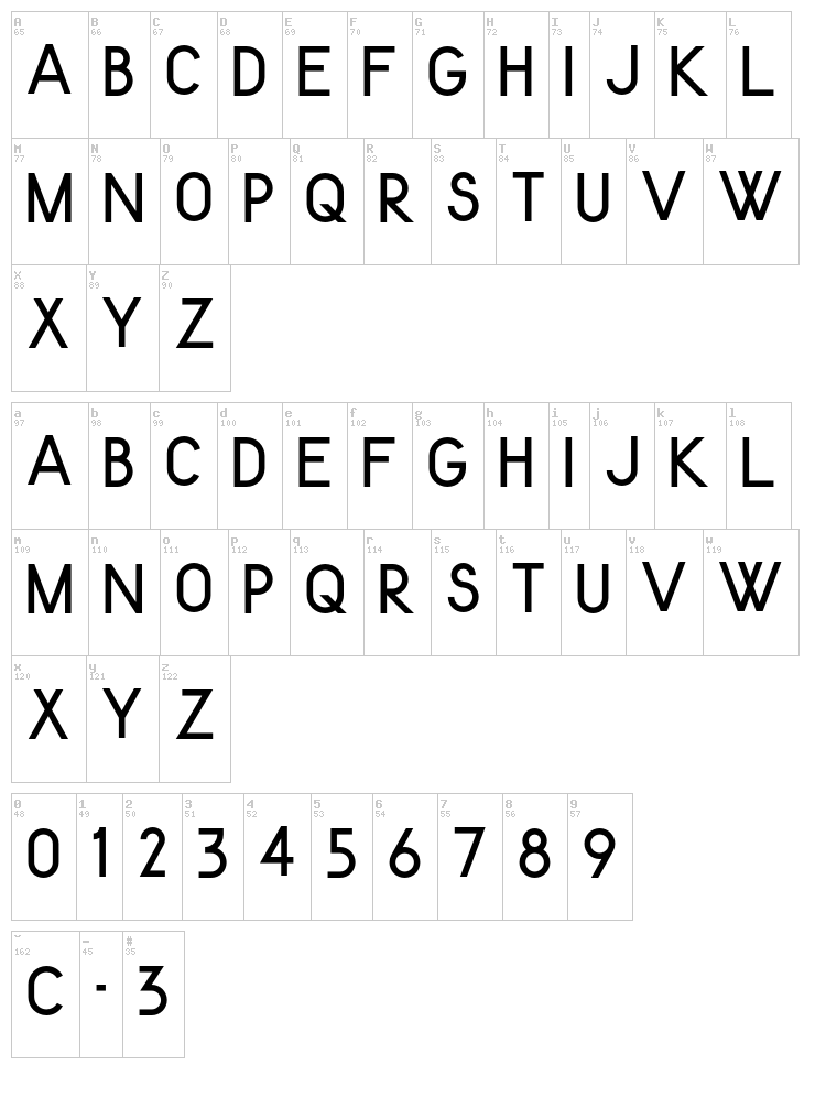 Kenteken Smits font map